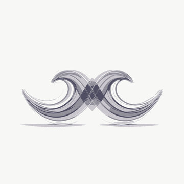 A pair of silver wave shapes on white background.