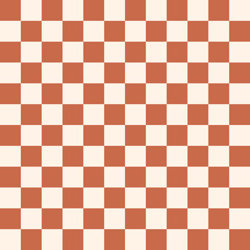 Micro Retro Checkerboard Pattern 12x12 Terracotta and Cream Seamless Warm Background