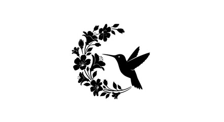 Hummingbird Circle Logo Vector – Floral Frame Designs © Md