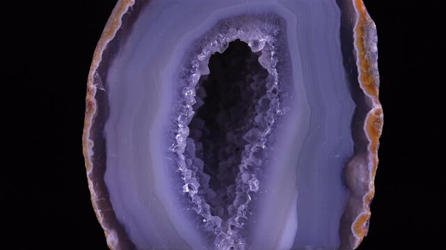Spectacular Purple Agate Slice - Natural Mineral Beauty. A stunning, translucent purple agate slice showcases intricate patterns and mesmerizing textures. The vibrant coloration.