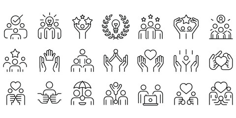 Fototapeta premium Teamwork and Collaboration Icons Representing Support and Success vector illustration