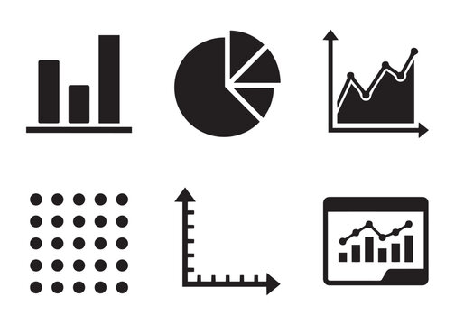 Business data visualization charts vector set with bar graphs pie chart and line diagram graphics.