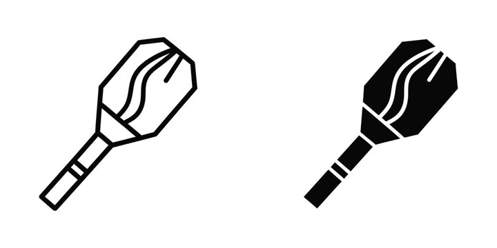Two stylized depictions of a spatula and a ladle with contrasting fill designs