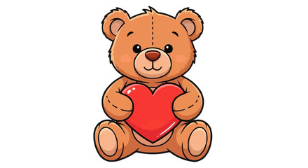 Fototapeta premium Vector illustration of a cute teddy bear holding a heart