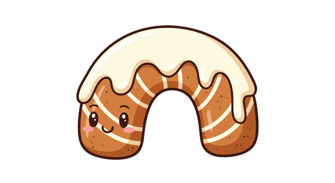 Delicious looking glazed bread character with a sweet smiling face represents bakery treats and comfort food in a whimsical and cute style.