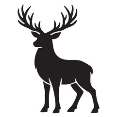 Obraz premium Forest animal silhouette of a buck stag, noble deer, icon, for hunting, or nature, logo, 