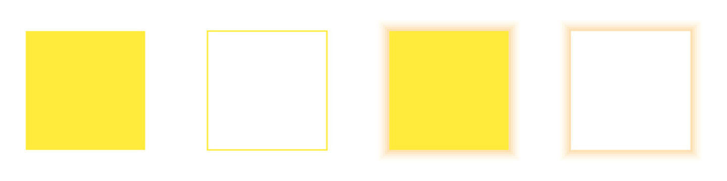 Yellow square shape symbol logo with outline neon glow and border frame on transparent background for box clipart profile png