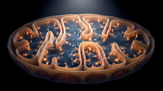 Mitochondrion generating atp energy inside a cell