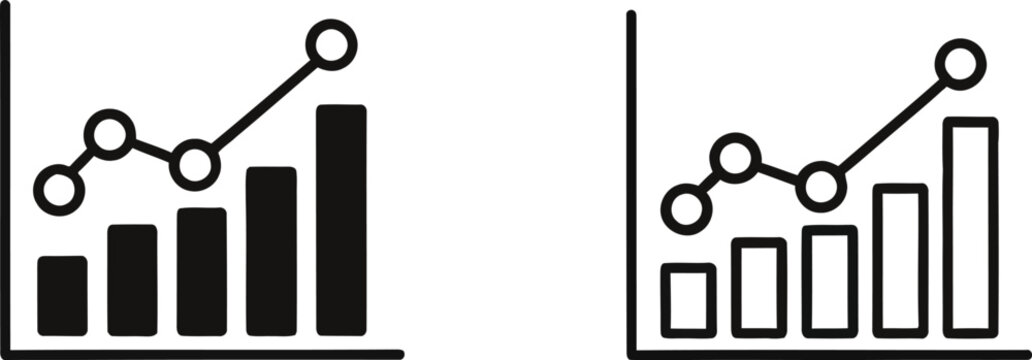 Line and bar graph icons growth and comparison visualization