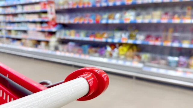 choosing a dairy products at the supermarket.