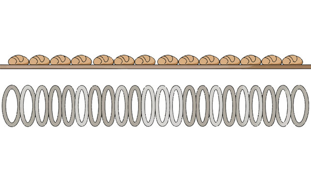 Brown beads and metal coil spring on light gray background