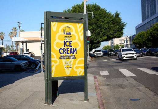Mockup Bus Stop in Los Angeles Street