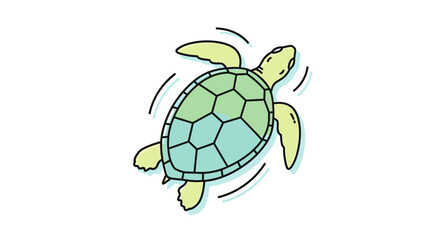 Cartoon sea turtle swimming fast. © Dafid