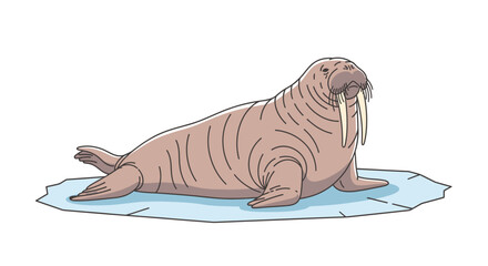 Large Walrus on Ice Sheet Resting. © Dafid