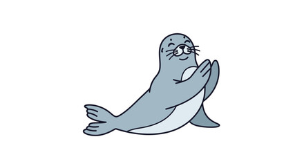 Cartoon Seal Character Smiling Playfully. © Dafid