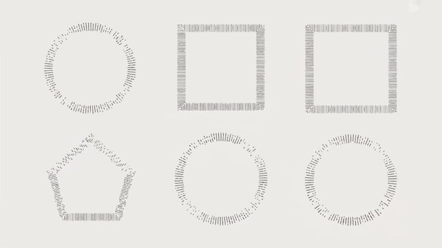 Set of dotted border frames for graphic design and photo editing purposes