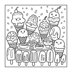 Summer coloring pages for kids,teens and adults.line art illustration. © All Interior Design