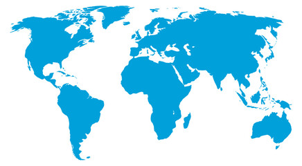 Obraz premium Simplified vector illustration of world map, minimal flat design, global continents outline, editable modern map, clean geographic vector collection