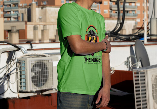 short-sleeved man t-shirt for front design and color