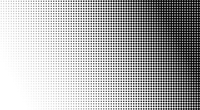 Black halftone dot gradient background with fading comic style dotted pattern
