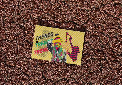 Mockup of a Hang Tag on Gravel Surface