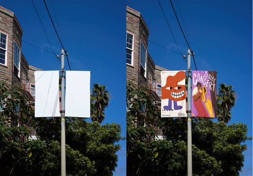 Two fly banners Sign in San Francisco Street Area
