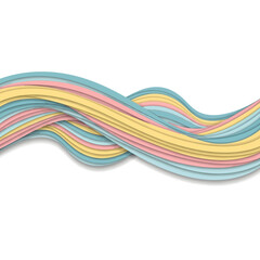 Fototapeta premium Abstract wavy lines in pastel colors creating a flowing, layered design on a white background.
