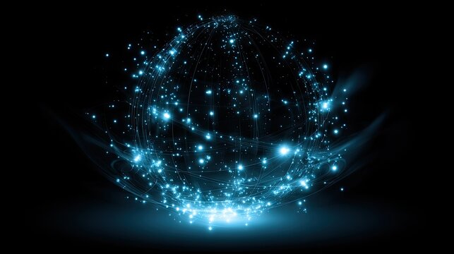Abstract glowing sphere of light on dark background for digital imagery