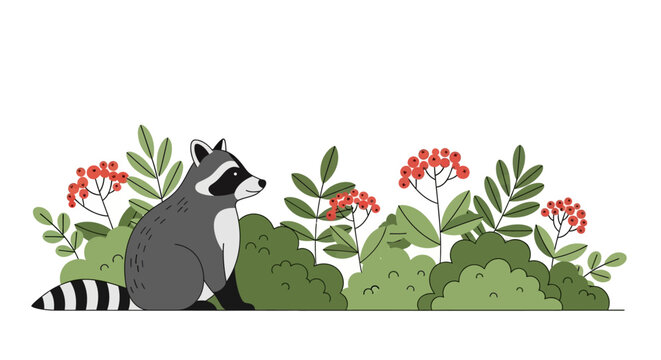 Raccoon sitting in natural outdoor environment.