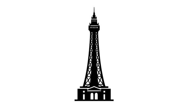 Modern Blackpool Tower silhouette vector front view landmark icon minimal architecture design
