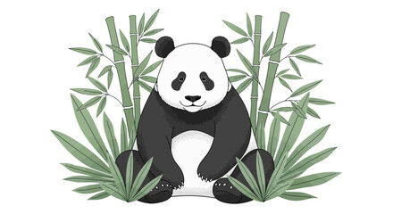 Cute black and white panda bear. © de