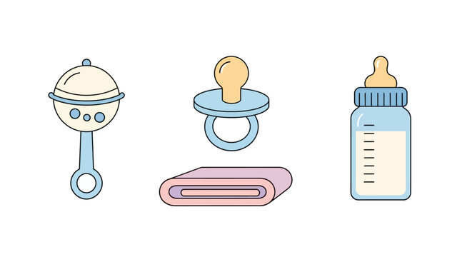 Baby pacifier bottle and toy.