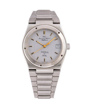 IWC quartz watch, Ingenieur model, reference 3305, steel case with gray dial. Milan. Italy_September 1, 2025
