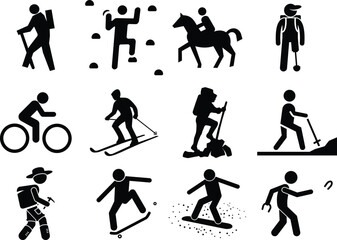 Fototapeta premium Outdoor Travel and Adventure and Mountain Exploration Vector Illustration