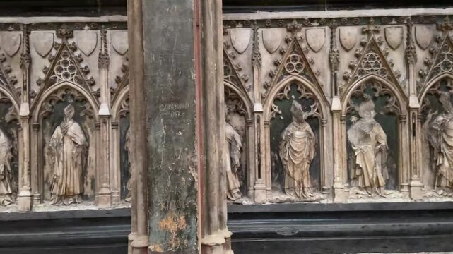 Ornate Stone Carvings and Decorative Details Inside Narbonne Cathedral