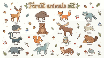 Fototapeta premium Whimsical cartoon animals in a playful, colorful outdoor setting