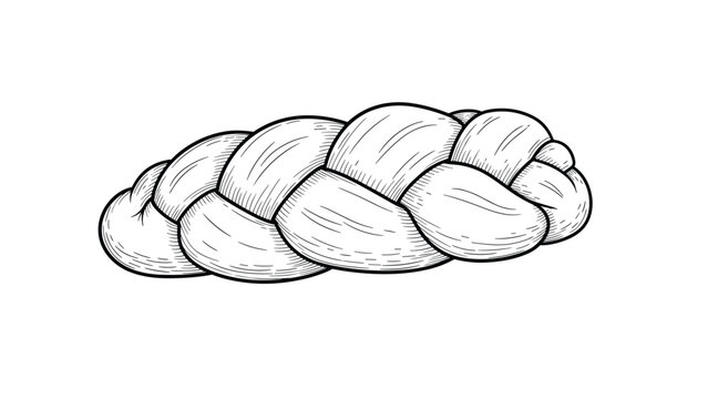 Detailed sketch of a golden braided bread loaf, highlighting its textured crust and artisan style for bakery and culinary related designs.