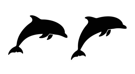 Obraz premium Two leaping dolphins presented as a striking black silhouette