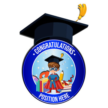 Superboy Graduation Badge Design &ndash; Blue Superhero Theme Educational Award Template