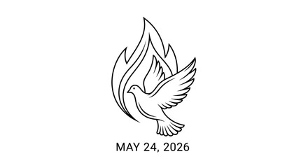 Fototapeta premium line art design of a dove flying out of flames isolated on background