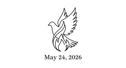 Fototapeta premium line art design of a dove with flames isolated on background