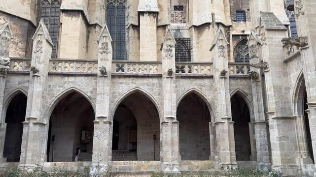 Towering Gothic Facade of the Cath&eacute;drale Saint Just et Saint Pasteur