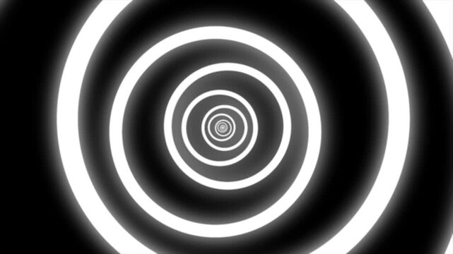 Abstract glowing circular rings tunnel futuristic loop seamless dark background 4k animation video