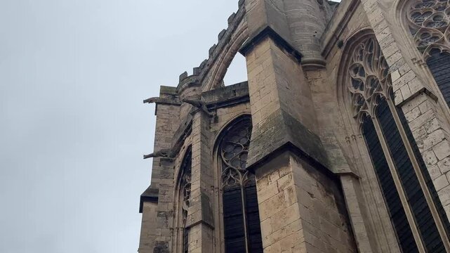 Towering Gothic Facade of the Cath&eacute;drale Saint Just et Saint Pasteur