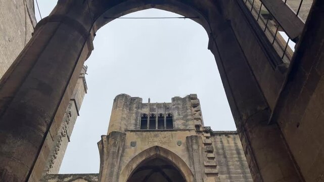 Towering Gothic Facade of the Cath&eacute;drale Saint Just et Saint Pasteur