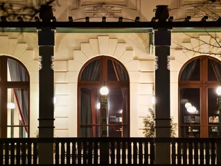 Elegant evening architecture. Nighttime scene highlighting historic architecture and cultural significance © Vladimir