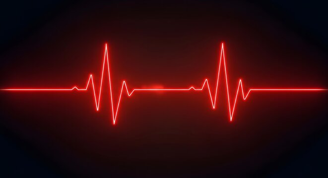 Red e c g heartbeat line on black background