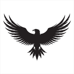 Obraz premium detailed black silhouette of flying eagle with spread wings