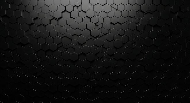Dark Hexagonal Grid Texture with Depth pattern