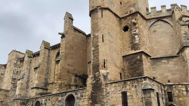 Towering Gothic Facade of the Cath&eacute;drale Saint Just et Saint Pasteur